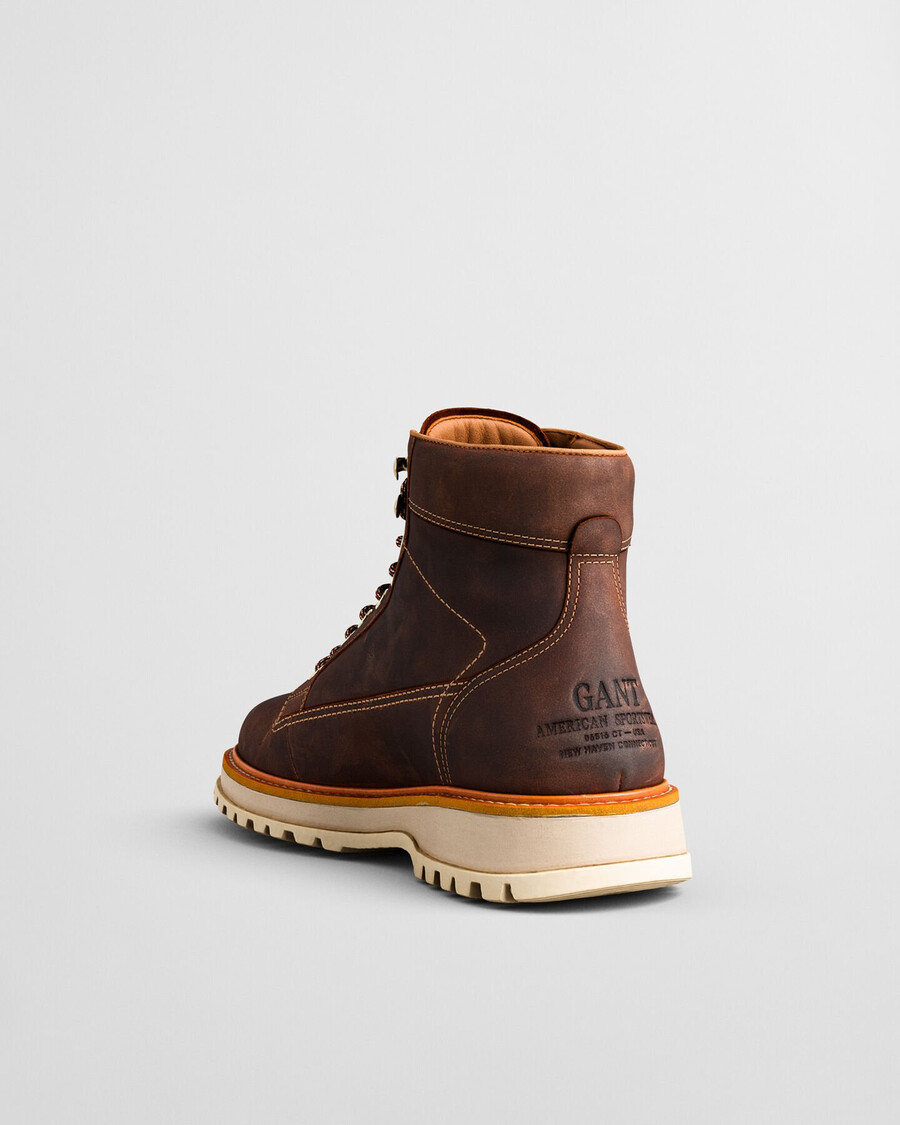 stivali in pelle con lacci clafton - whiskey brown