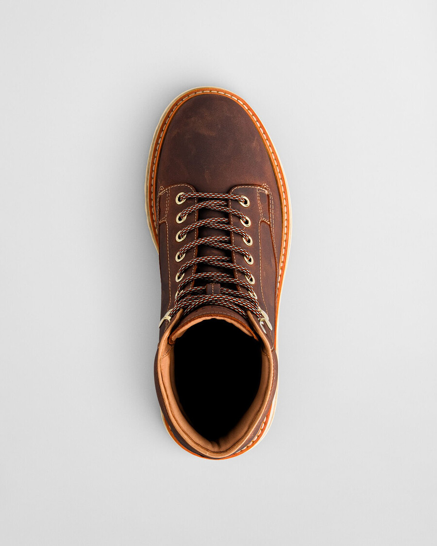 stivali in pelle con lacci clafton - whiskey brown