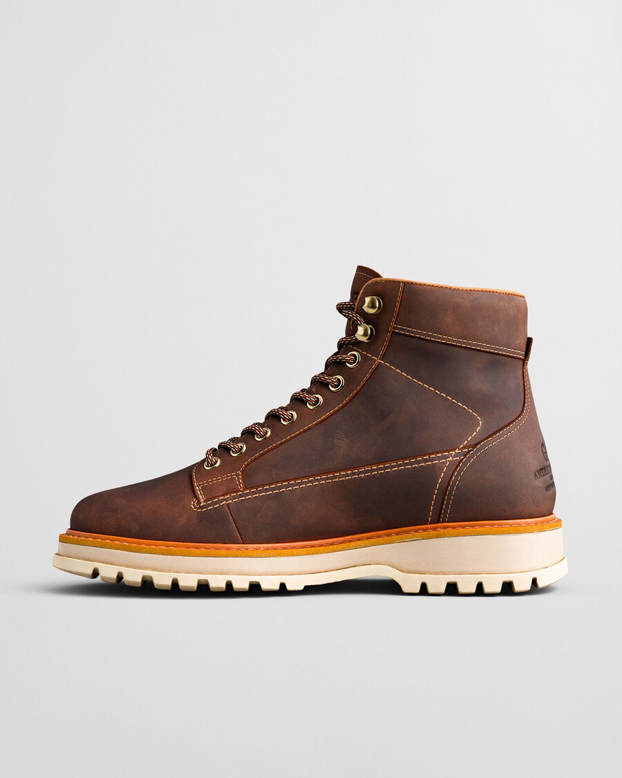 stivali in pelle con lacci clafton - whiskey brown