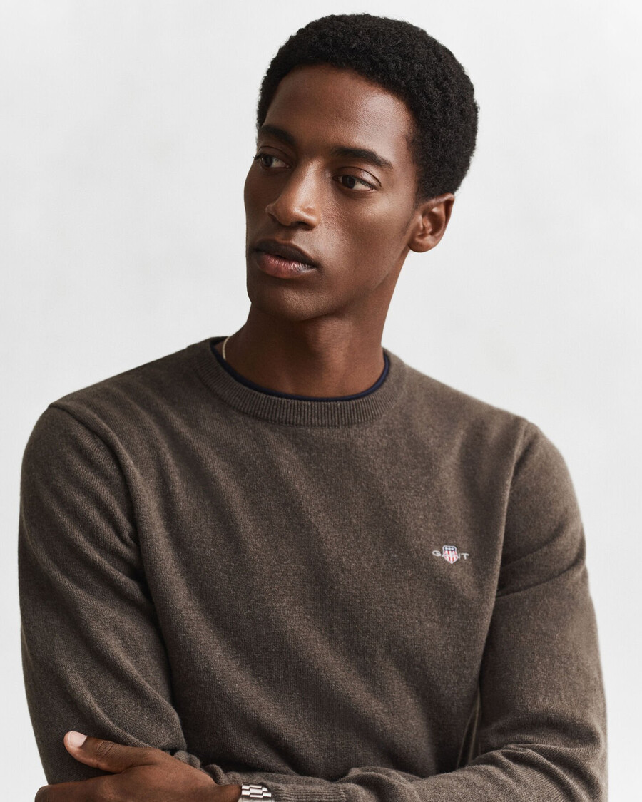 maglione girocollo in lana dagnello superfine - seawood melange
