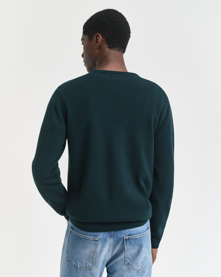 maglione girocollo in lana dagnello superfine - verde tartan