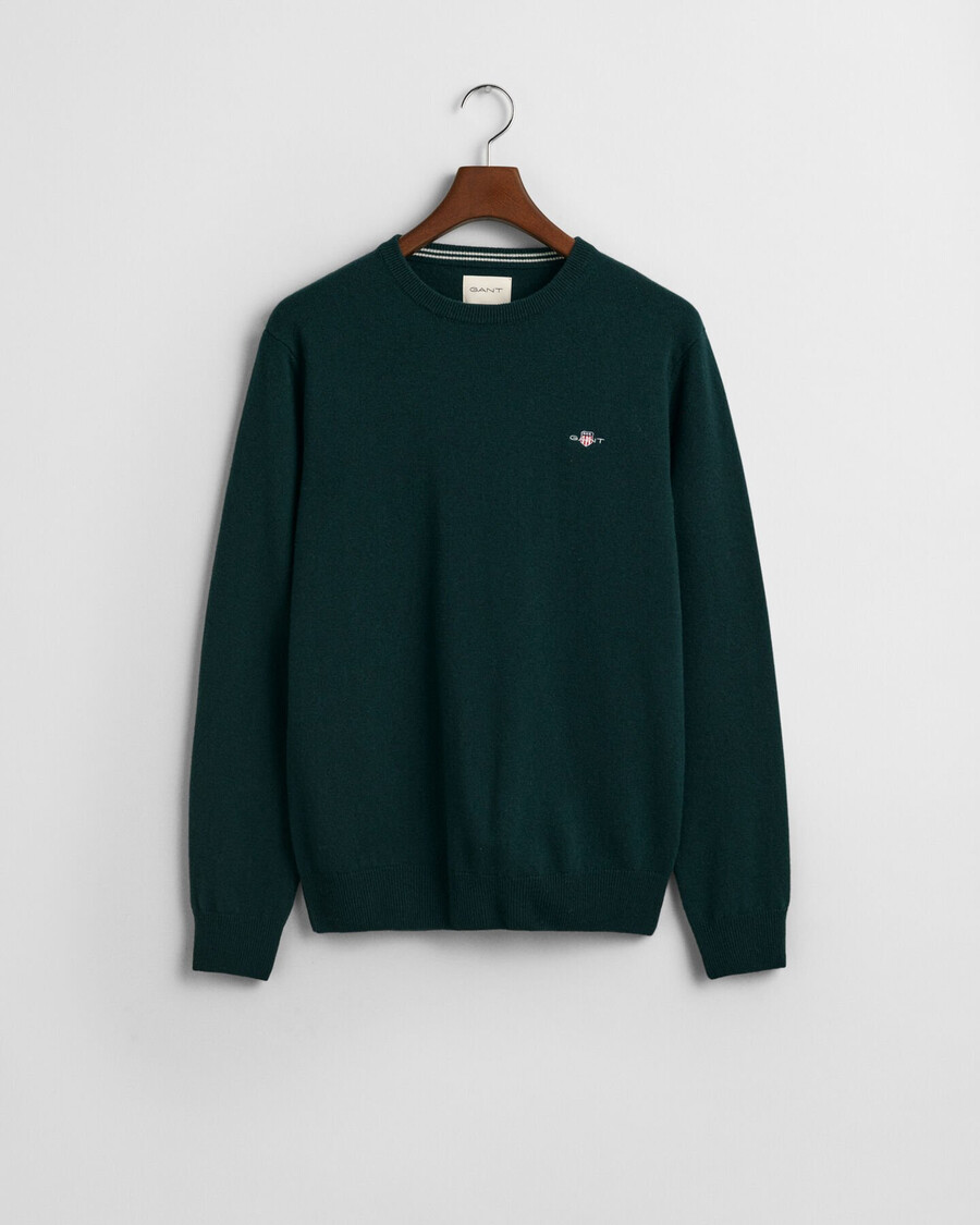 maglione girocollo in lana dagnello superfine - verde tartan