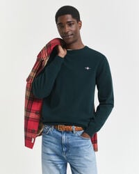 maglione girocollo in lana dagnello superfine - verde tartan