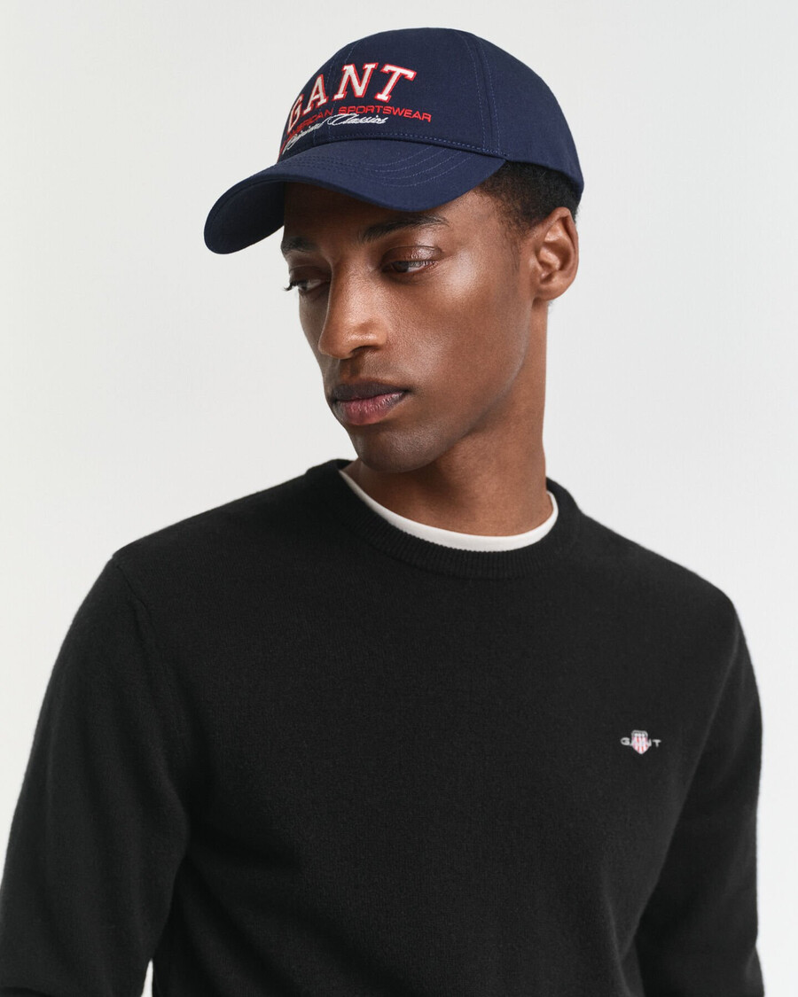 maglione girocollo in lana dagnello superfine - nero