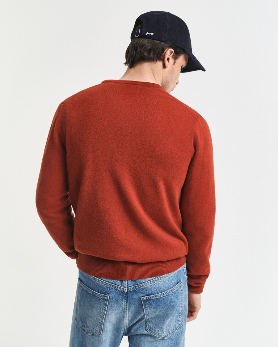 maglione girocollo in lana dagnello superfine - modern rust