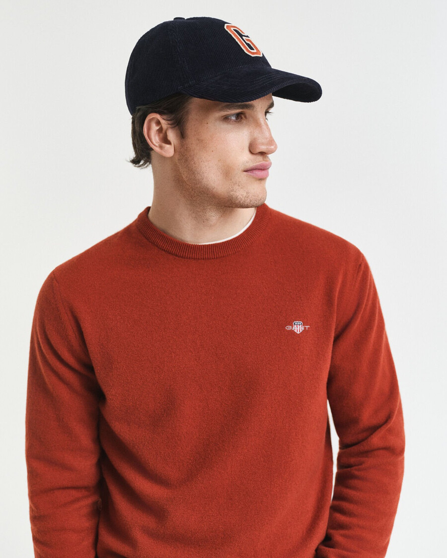 maglione girocollo in lana dagnello superfine - modern rust