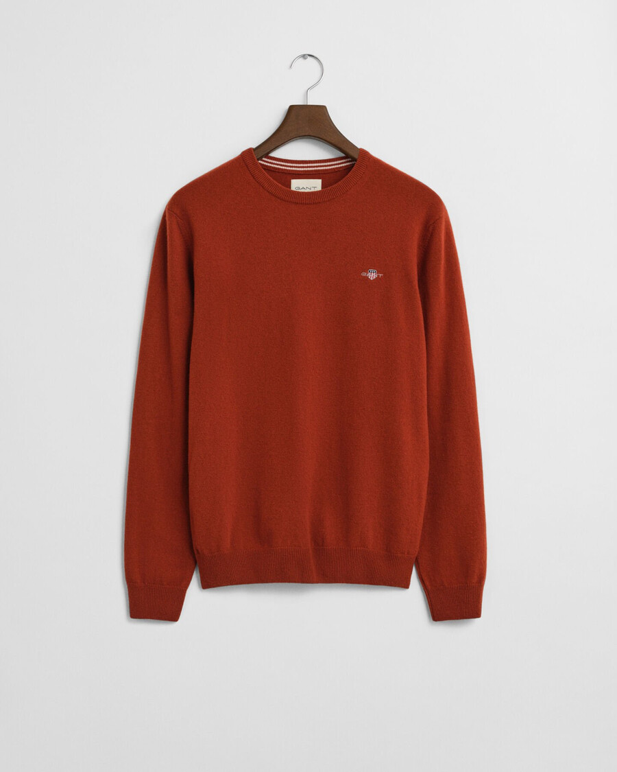 maglione girocollo in lana dagnello superfine - modern rust