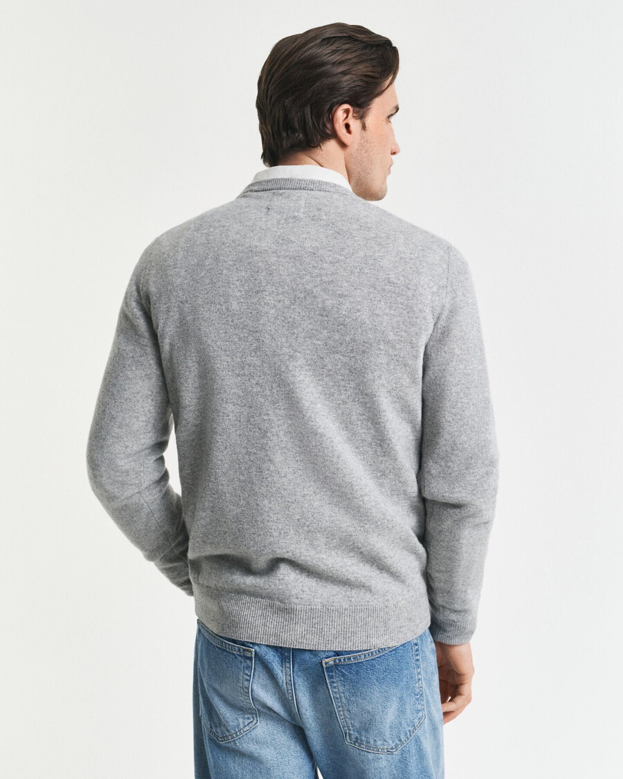 maglione girocollo in lana dagnello superfine - grigio melange
