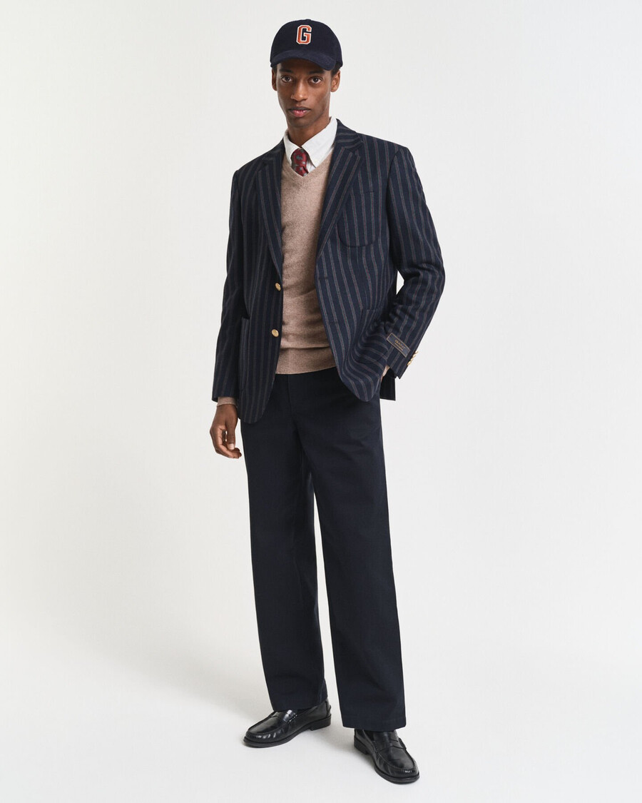 maglione con scollo a v in lana dagnello superfine - melange sabbia scura