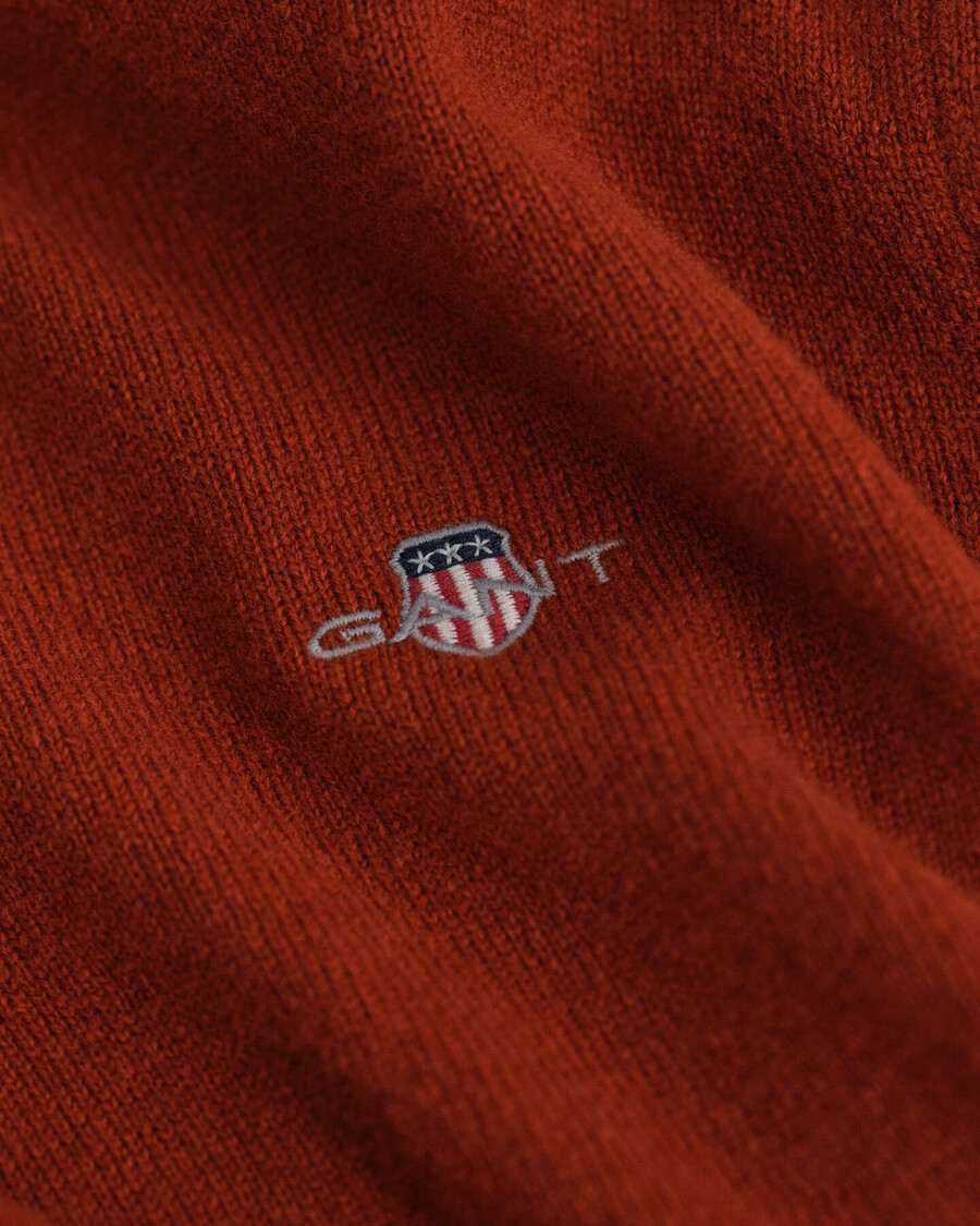 maglione con scollo a v in lana dagnello superfine - modern rust