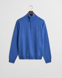 maglione con mezza zip in lana dagnello superfine - blu perfetto