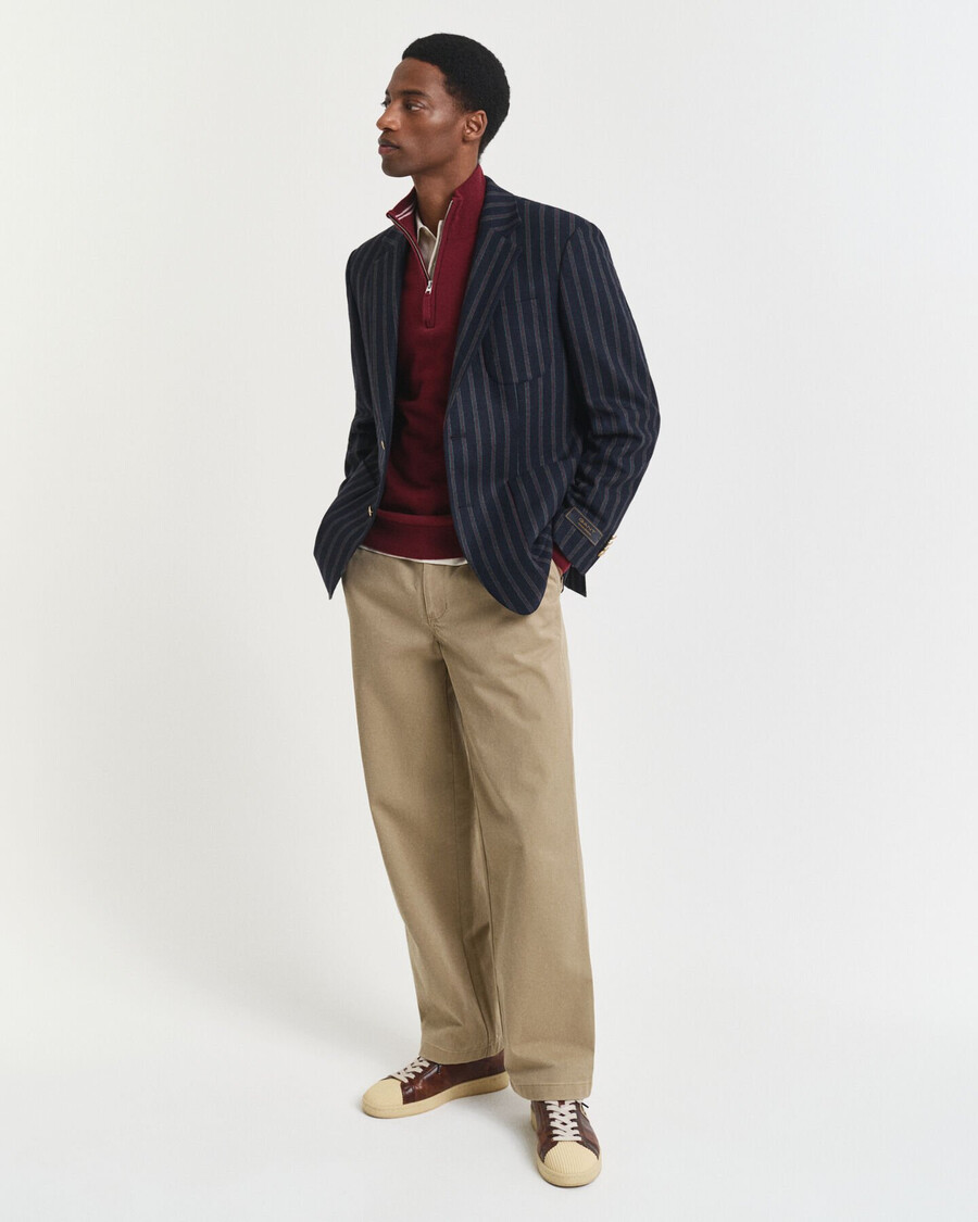 maglione con mezza zip in lana dagnello superfine - rosso arricciato