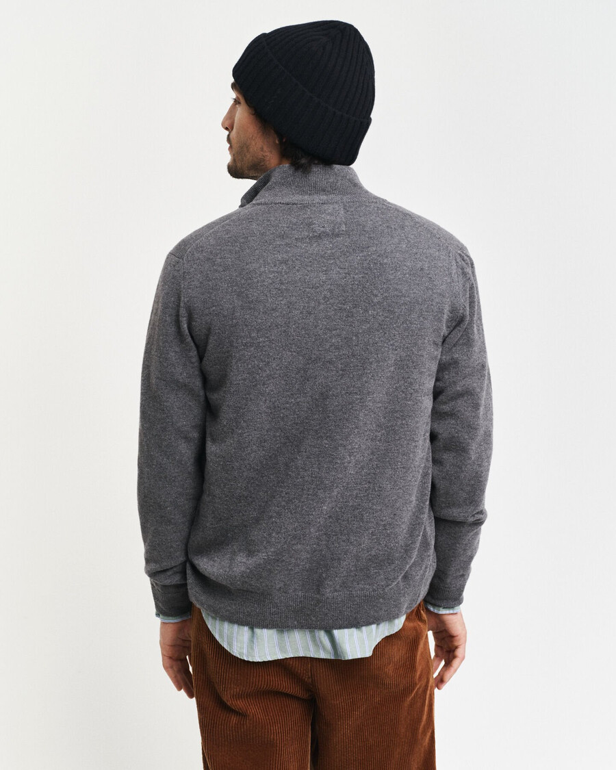 cardigan con zip in lana dagnello superfine - charcoal melange