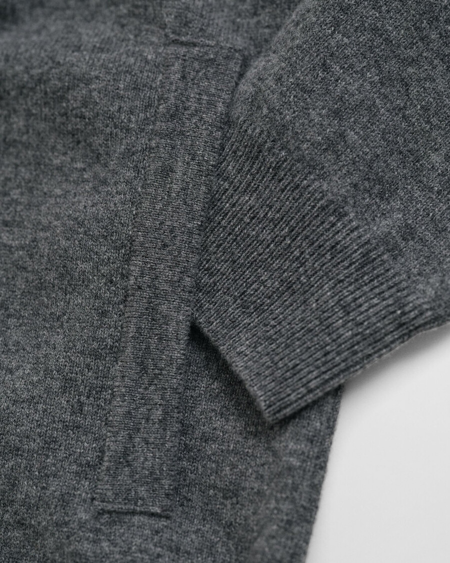 cardigan con zip in lana dagnello superfine - charcoal melange
