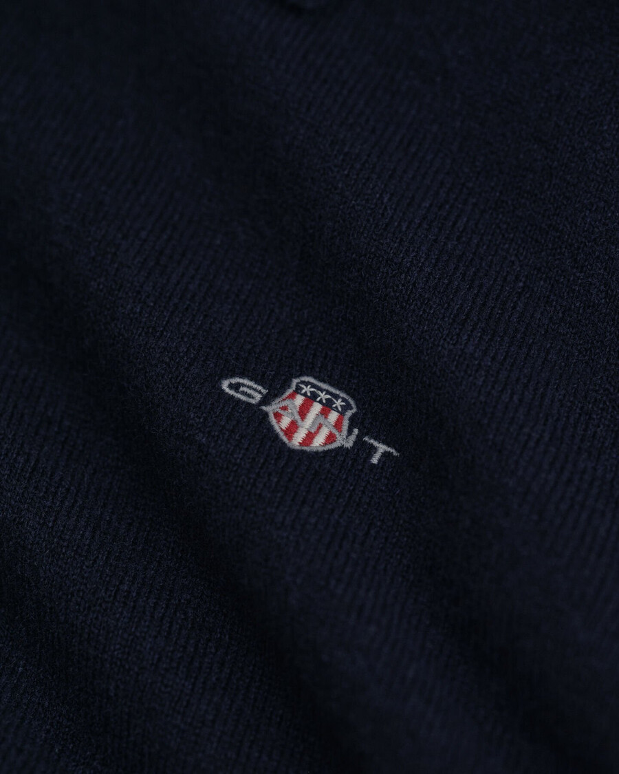 maglione polo in lana dagnello superfine - blu marino
