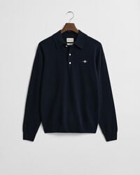 maglione polo in lana dagnello superfine - blu marino