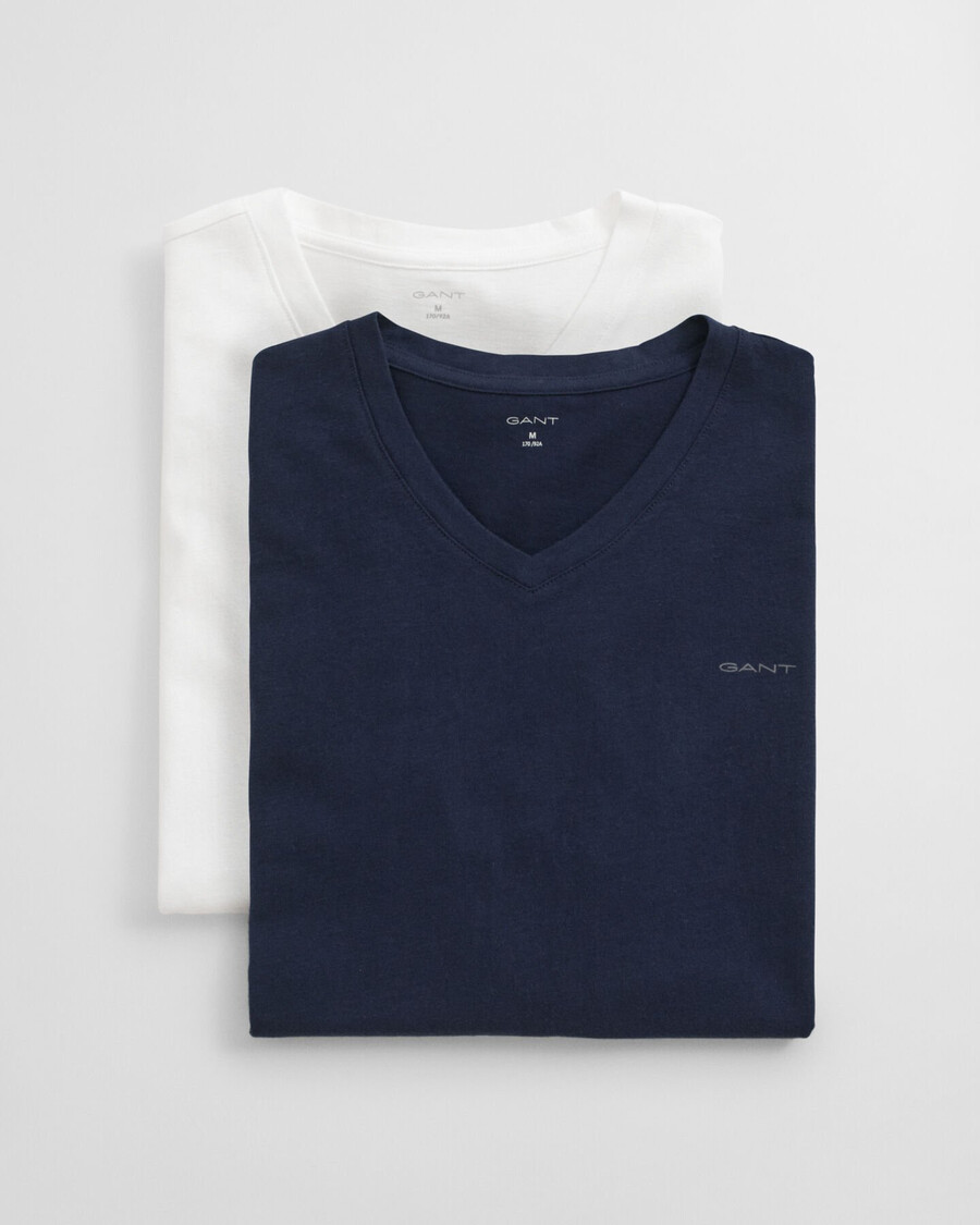 confezione da 2 magliette con scollo a v - blu navy bianco