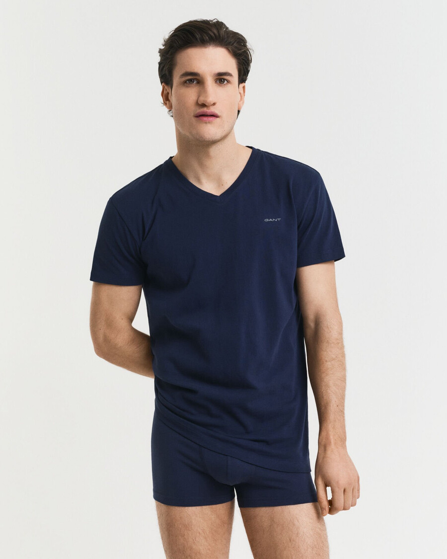 confezione da 2 magliette con scollo a v - blu navy bianco