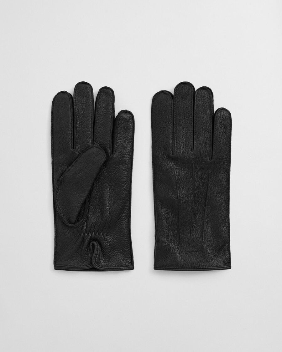 guanti in pelle foderati in cashmere - nero