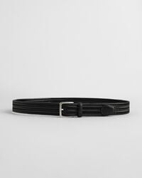 cintura elastica in pelle intrecciata - nera