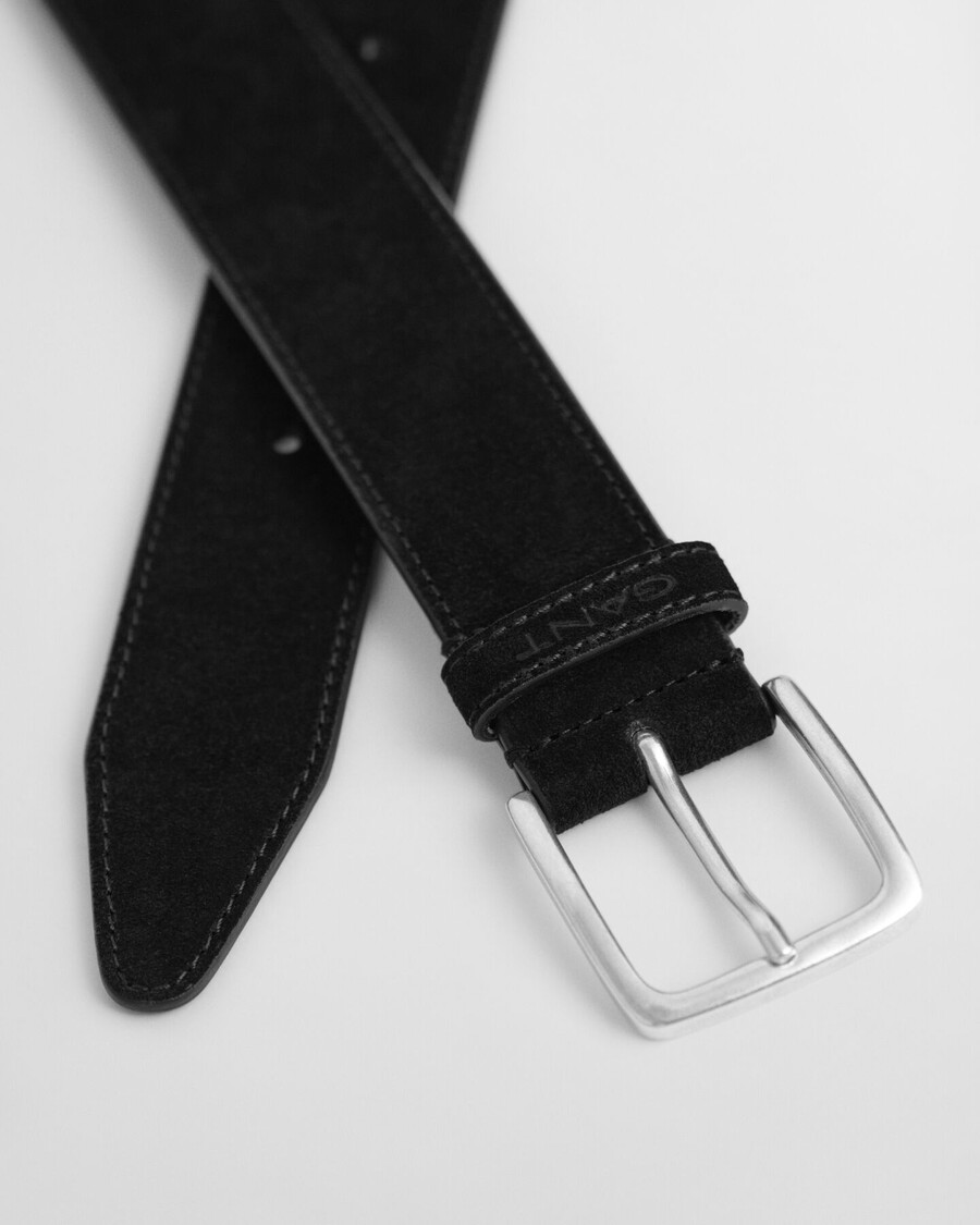 cintura classica in pelle scamosciata - nera