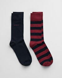 confezione da 2 calzini a righe e tinta unita - rosso gonfio