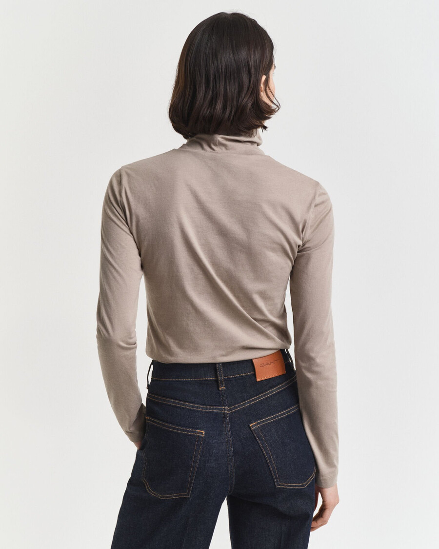 maglia a collo alto in cotone leggero - beige talpa