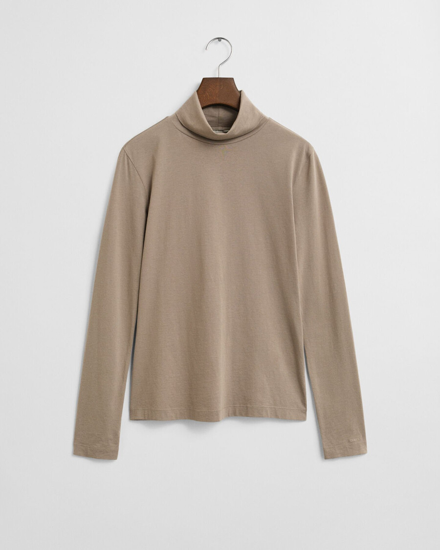 maglia a collo alto in cotone leggero - beige talpa