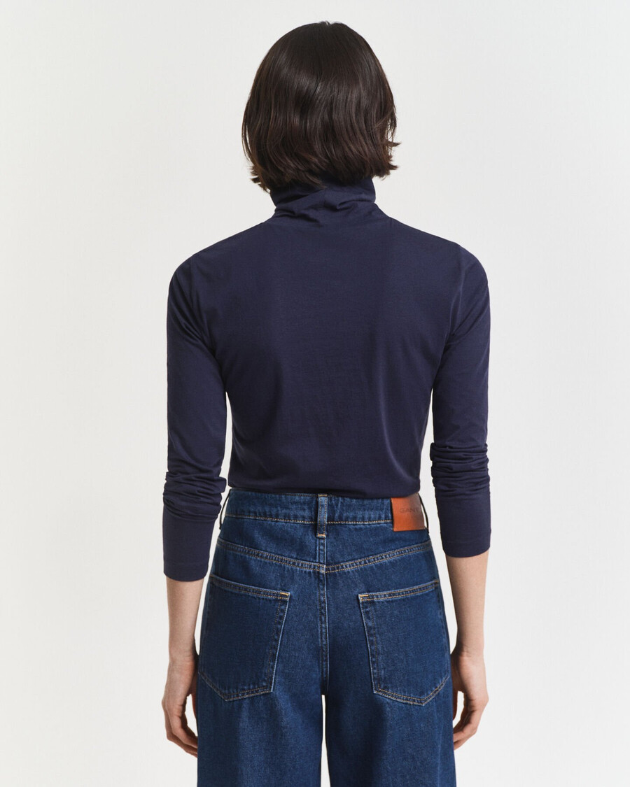 maglia a collo alto in cotone leggero - blu sera
