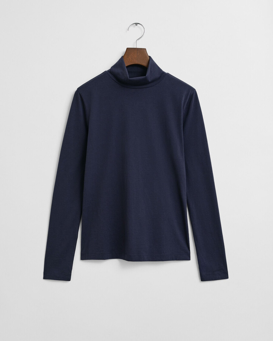 maglia a collo alto in cotone leggero - blu sera