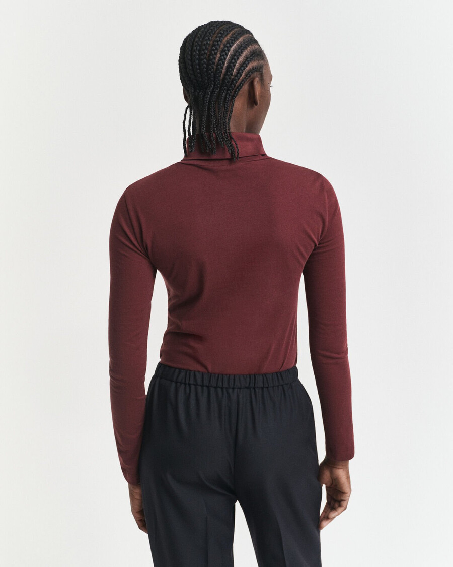 maglia a collo alto in cotone leggero - prugna vino