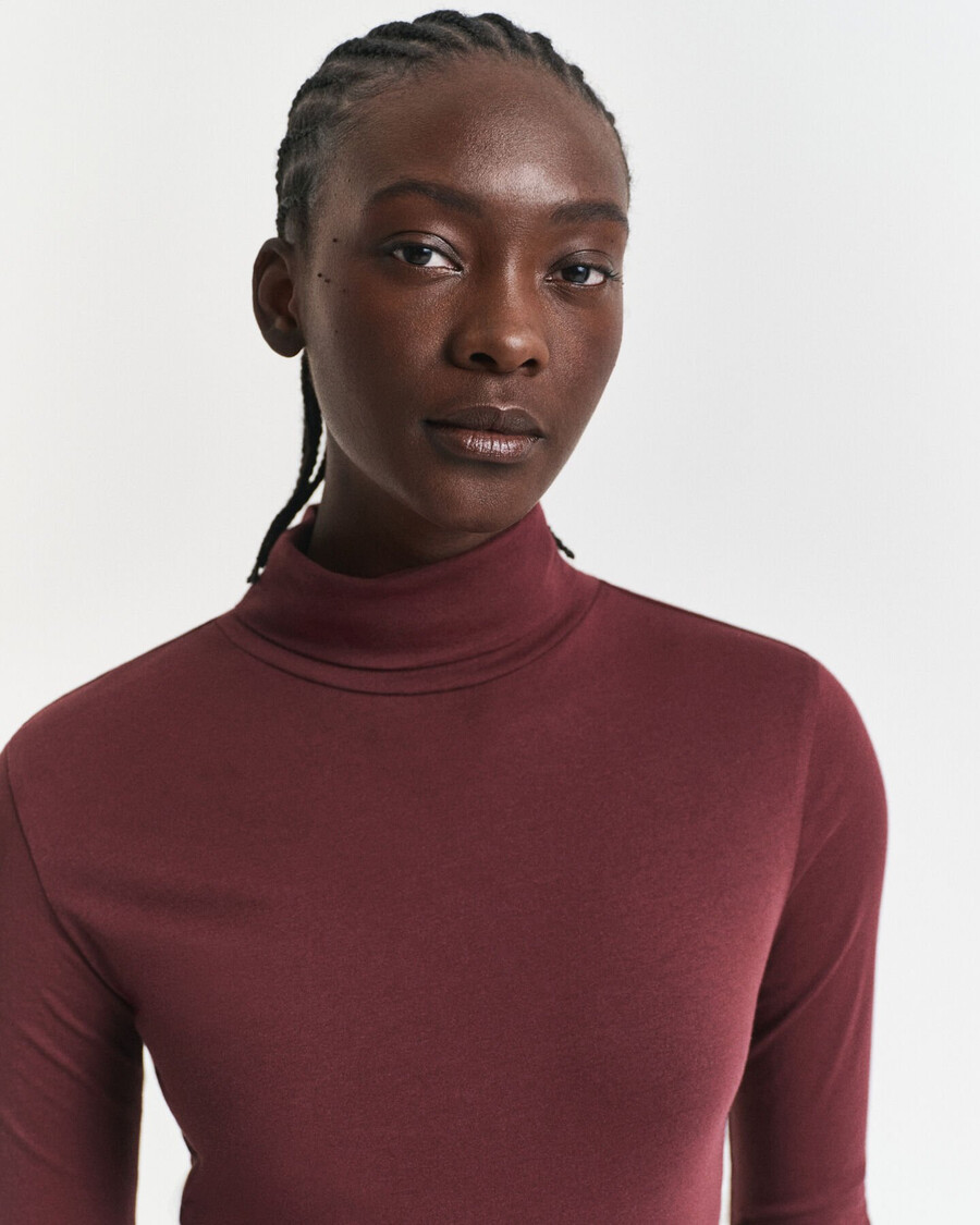 maglia a collo alto in cotone leggero - prugna vino