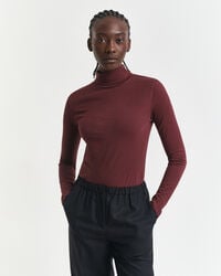 maglia a collo alto in cotone leggero - prugna vino