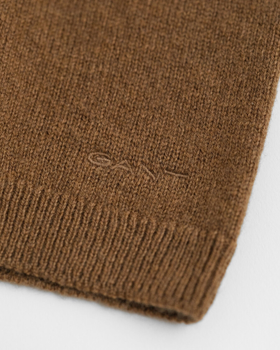 maglione girocollo a maniche corte in lana dagnello superfine - cachi caldo