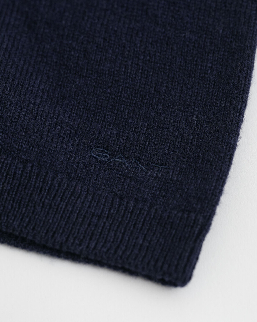 maglione girocollo a maniche corte in lana dagnello superfine - blu sera