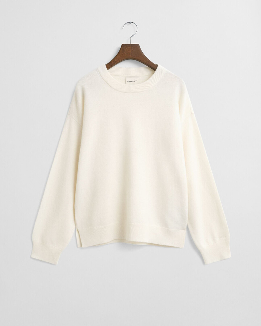 maglione girocollo in lana dagnello superfine - crema
