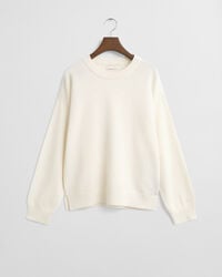 maglione girocollo in lana dagnello superfine - crema