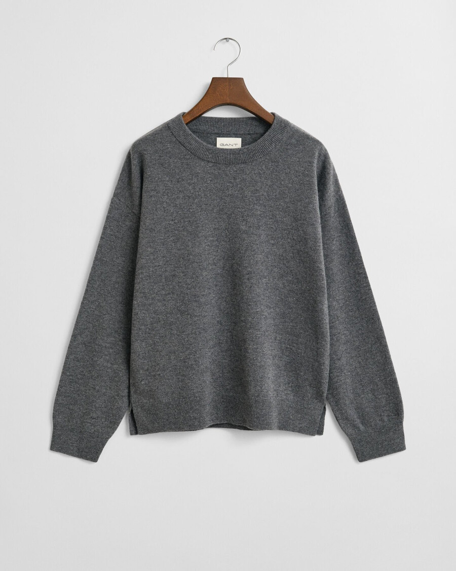 maglione girocollo in lana dagnello superfine - melange antracite