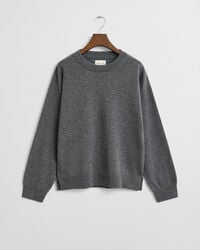 maglione girocollo in lana dagnello superfine - melange antracite