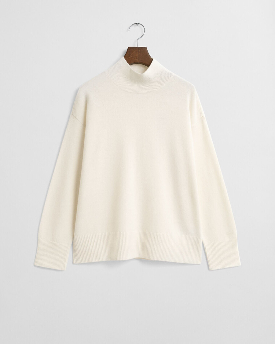 maglione a collo alto in lana dagnello superfine - crema