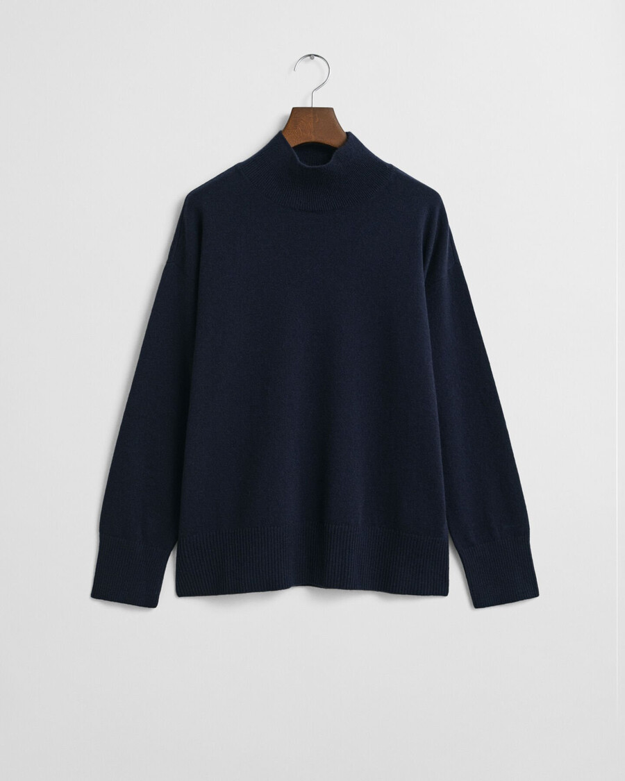 maglione a collo alto in lana dagnello superfine - blu sera