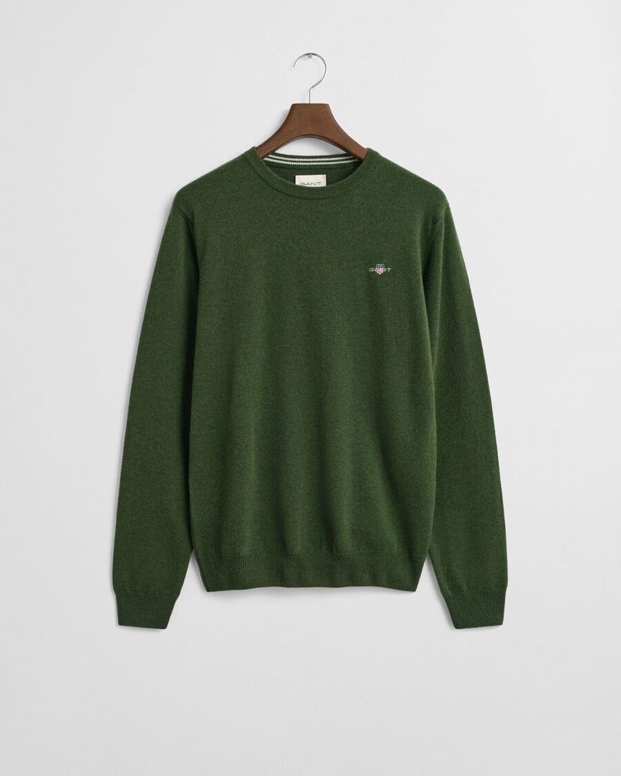 maglione girocollo in lana dagnello superfine - verde muschio