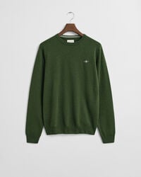 maglione girocollo in lana dagnello superfine - verde muschio