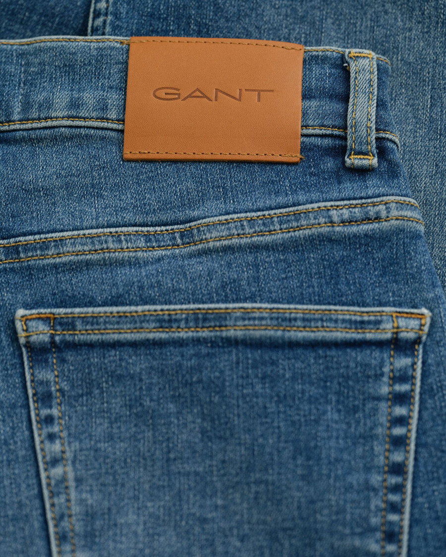 jeans slim fit cropped - blu medio consumato
