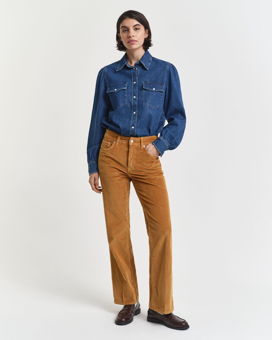jeans a zampa in velluto a coste - whiskey brown
