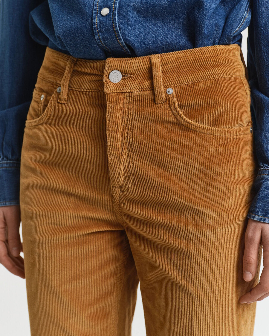 jeans a zampa in velluto a coste - whiskey brown