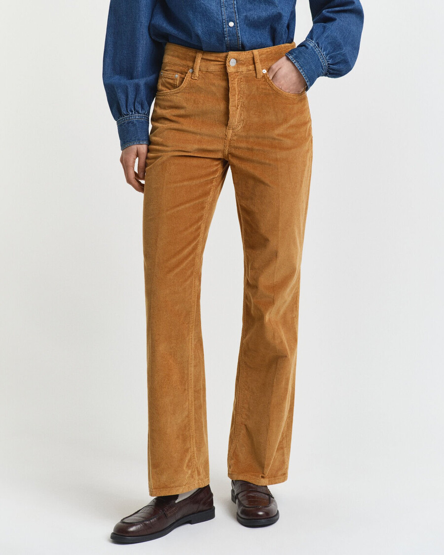 jeans a zampa in velluto a coste - whiskey brown