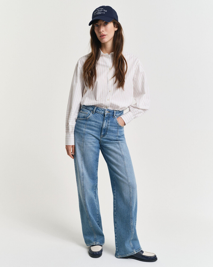 jeans con cuciture dritte e vestibilità rilassata - archivio blu medio