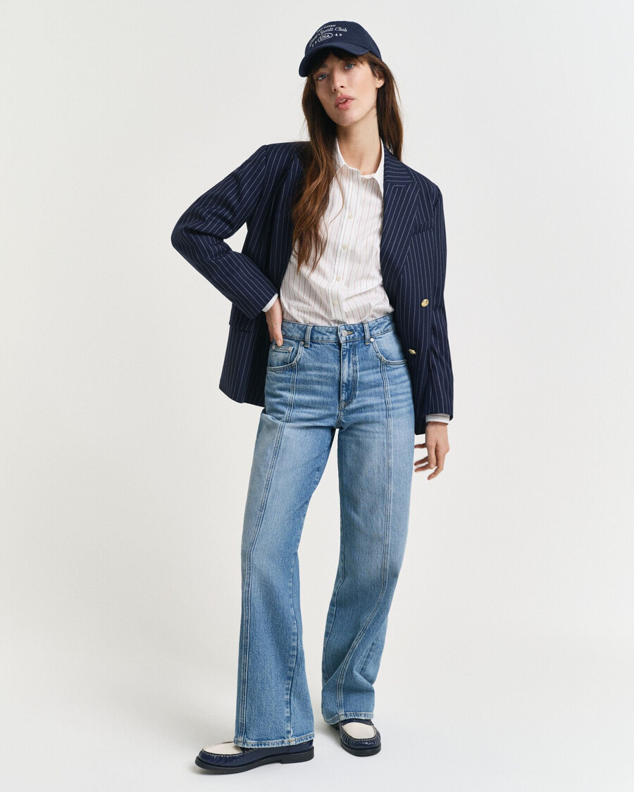 jeans con cuciture dritte e vestibilità rilassata - archivio blu medio
