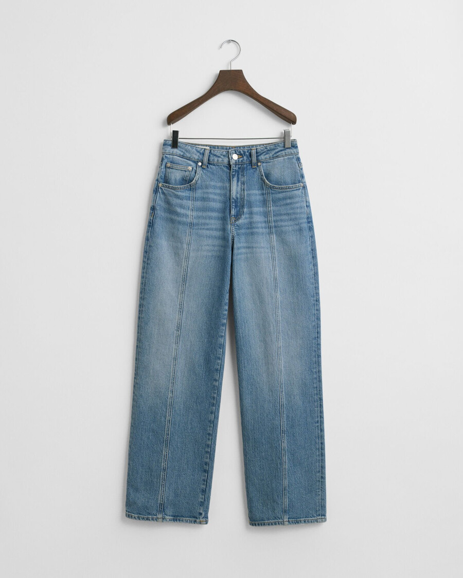 jeans con cuciture dritte e vestibilità rilassata - archivio blu medio